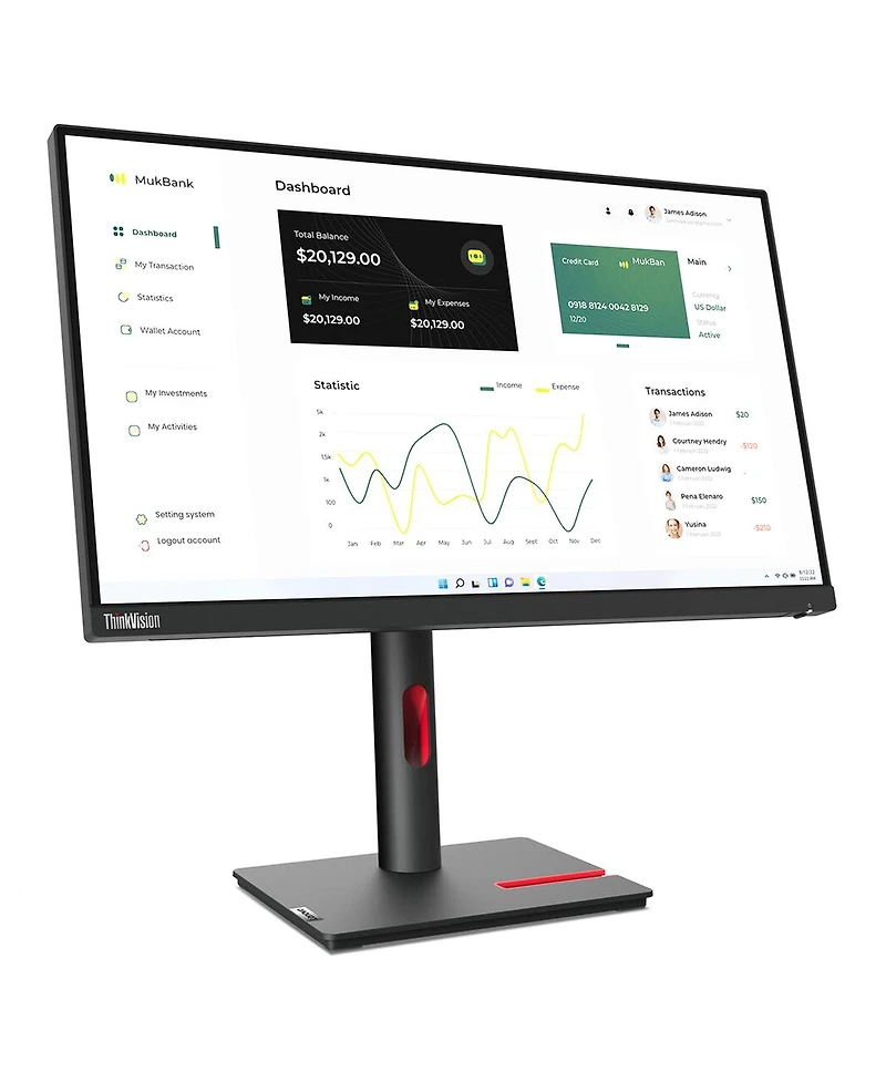 Lenovo ThinkVision P24h-30 23.8" 16:9 Qhd Ips Wled Lcd Monitor, Raven Black