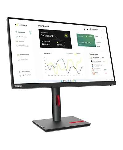 Lenovo ThinkVision P24h-30 23.8" 16:9 Qhd Ips Wled Lcd Monitor, Raven Black