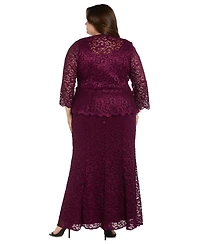 R & M Richards Plus Metallic Lace Jacket and Dress