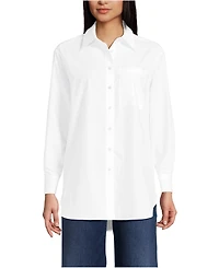 Lands' End Women's Petite Oversized No Iron Tunic with Statement Collar Shirt