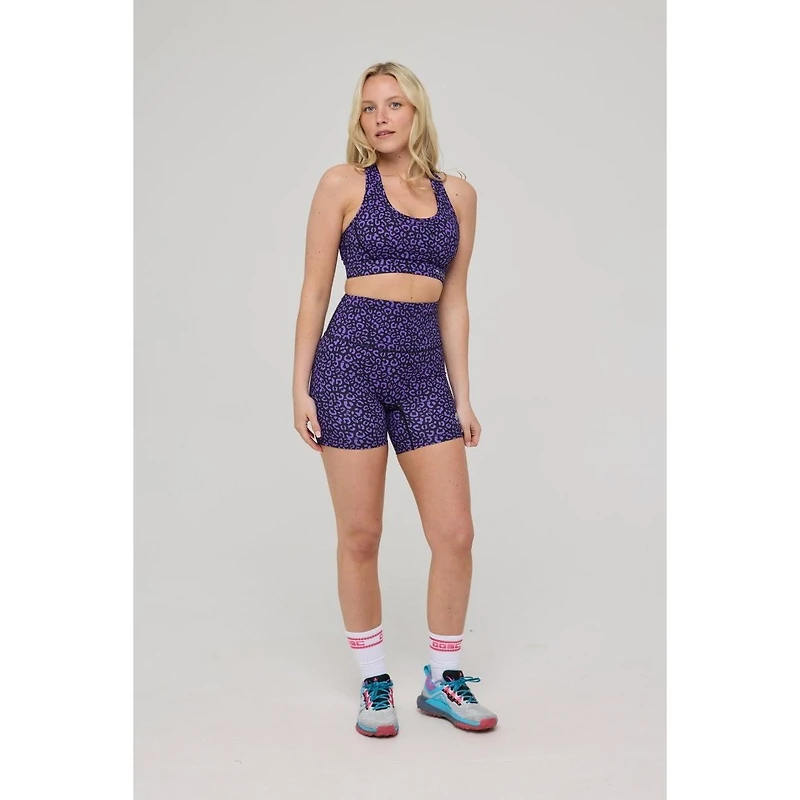 Oosc Women's Infinite High Waisted Shorts - Purple Leopard