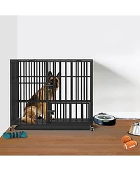 BingoPaw Chew-resistant Heavy Duty Metal Dog Cage Kennel Pet Crate with Wheels