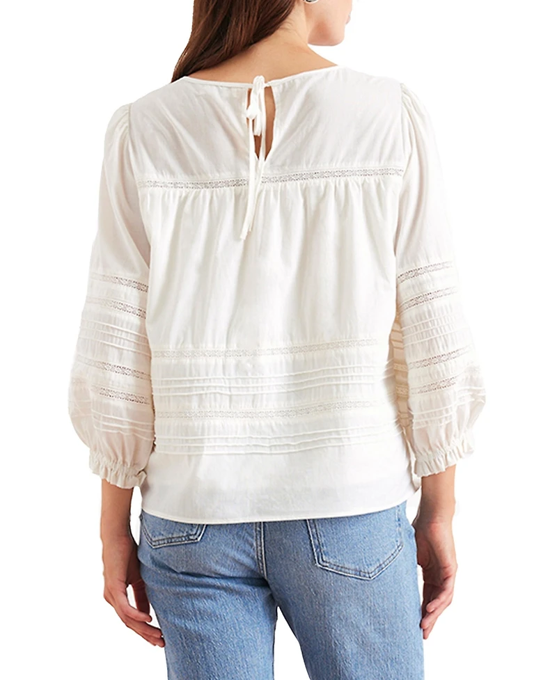 Paneros Clothing Women's Cotton Dawn Blouse with lace Off White
