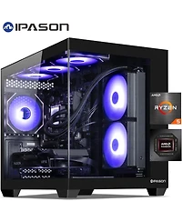Ipason Prebuilt Gaming Pc - Radeon Rx 7650GRE 8G, Ryzen 5 9600X, 16GB DDR5, 1TB Ssd, Win 11 - Ready for 1080p Ultra Gaming (Liquid Cooled)