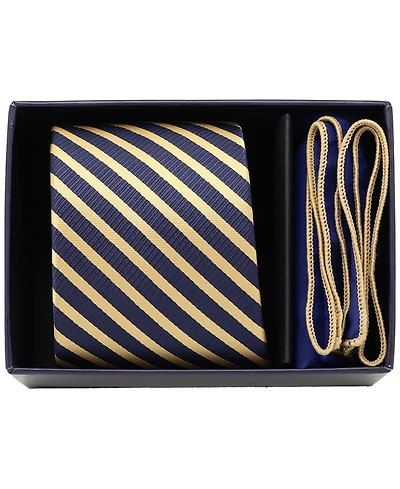 Ben Sherman Men's 2-Piece Stripe Tie and Pocket Square Half Box Set
