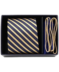 Ben Sherman Men's 2-Piece Stripe Tie and Pocket Square Half Box Set