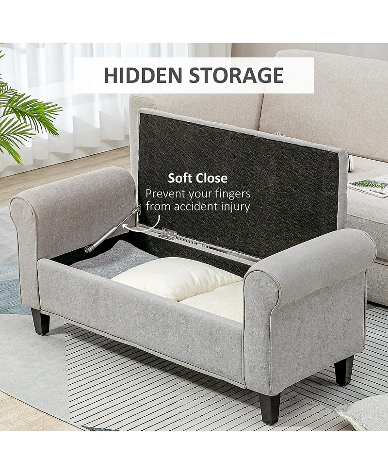 Homcom 50" Bed End Bench with Ottoman and Storage