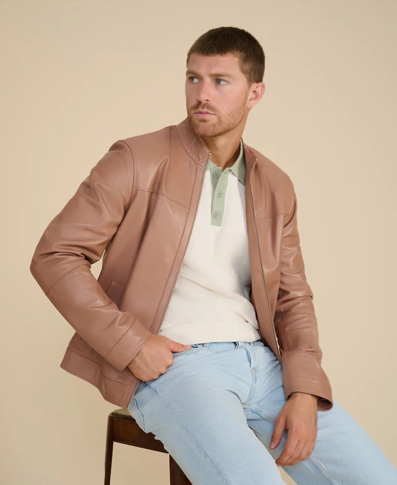 Furniq Uk Men's Leather Racer Jacket