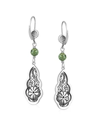 American West Jewelry Sterling Silver Serpentine Flower Gemstone Bead Lever Back Earrings