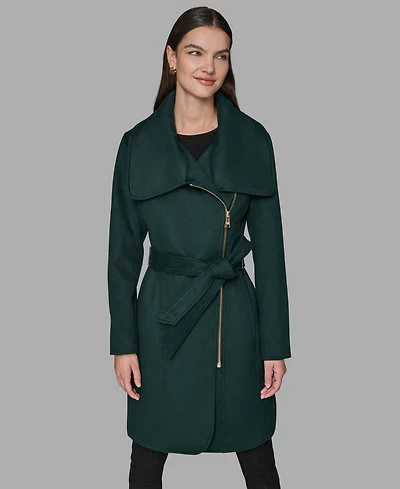 Karl Lagerfeld Paris Women's Asymmetrical Wrap Coat