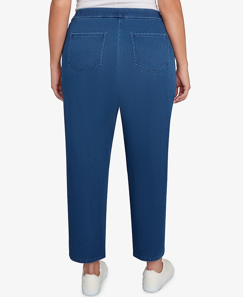 Alfred Dunner Plus Sunset Canyon Denim Knit Medium Length Split Hem Jeans