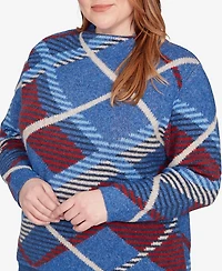 Alfred Dunner Plus Sunset Canyon Exploded Plaid Mock Neck Sweater