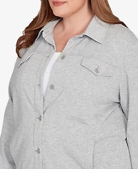 Alfred Dunner Plus Casual Vibe Shimmer Collared Button Jacket