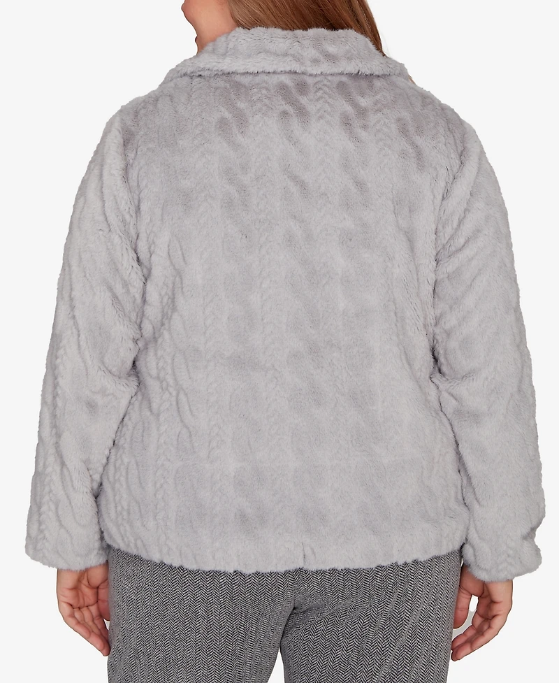 Alfred Dunner Plus Jet Setter Sculpted Zip Up Jacket