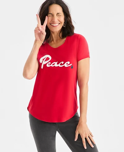 Style & Co Women's Peace Graphic T-Shirt, Macy's Exclusive