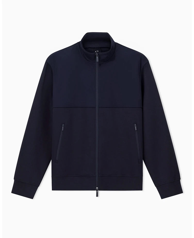 A|X Armani Exchange Men's Mixed Media Commuting Full Zip Sweatshirt