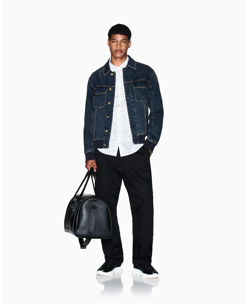A|X Armani Exchange Men's Allover Letter Logo Satin Woven Shirt