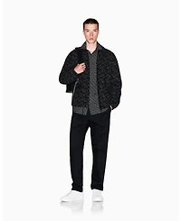 A|X Armani Exchange Men's Long Sleeve Poplin Allover Logo Woven Shirt