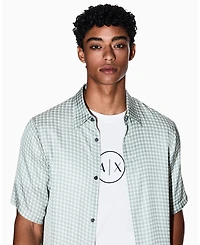 A|X Armani Exchange Men's Short Sleeve Viscose Geo Print Woven Shirt