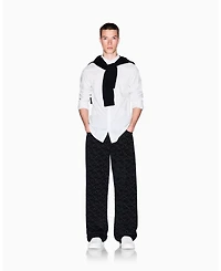 A|X Armani Exchange Men's Long Sleeve Poplin Allover Logo Woven Shirt