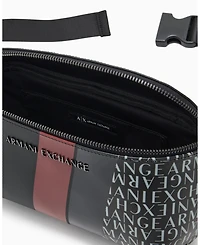A|X Armani Exchange Men's Striped Detail Logo Graphic Belt Bag