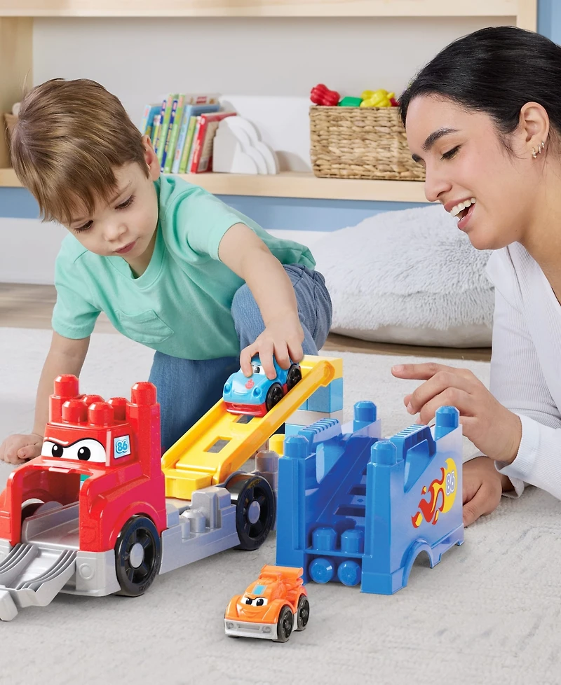 Mega Bloks First Builders Build and Race Rig Toy Blocks, 19 Pieces
