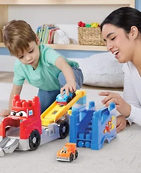 Mega Bloks First Builders Build and Race Rig Toy Blocks, 19 Pieces