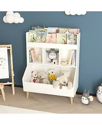 Jujabu 27.5 in. Wide White Kids Multifunctional Bookshelf and Toy Storage with Legs Toy Storage Organizer