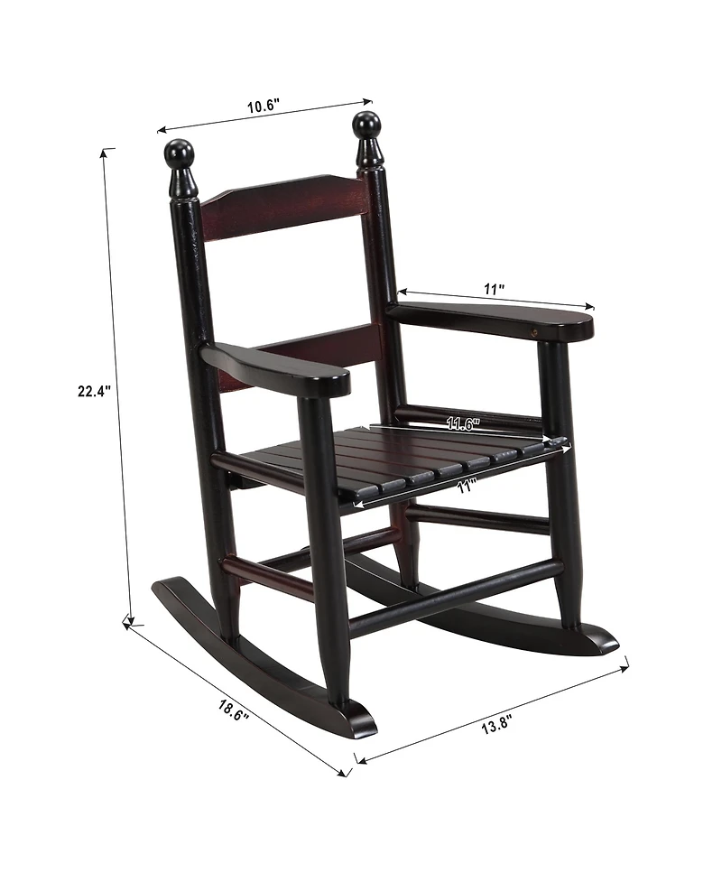 Jujabu Espresso Wood Children's Rocking Chair Kids Rocking Chair for Indoor or Outdoor