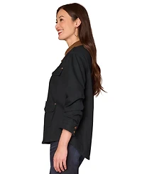 Democracy Petite Button Front Ruched Jacket