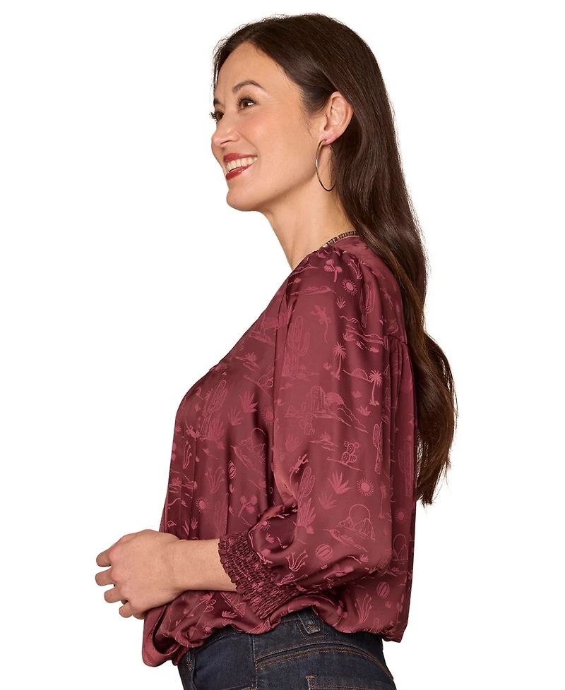 Democracy Petite 3/4 Sleeve Blouson Top