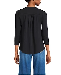 Lands' End Women's 3/4 Sleeve Lightweight Jersey Embellished Top