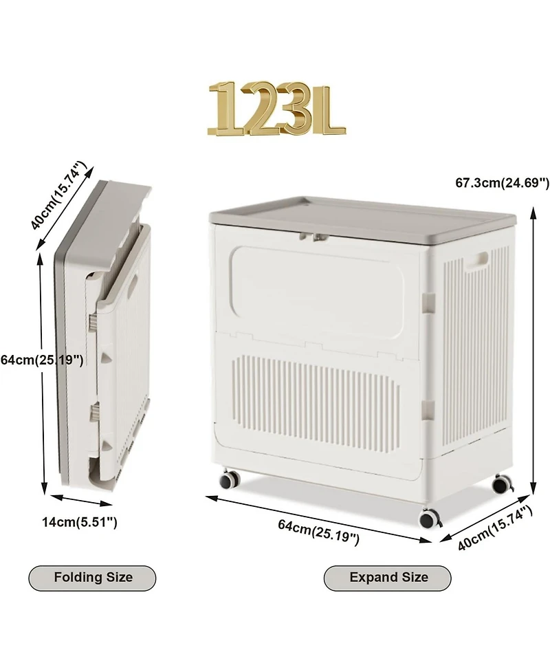 gaomon Rolling Laundry Hamper with Lid, 123L Large Capacity Clothes Hampers for Laundry, Plastic Collapsible Laundry Baskets with Wheels Laundry Cloth