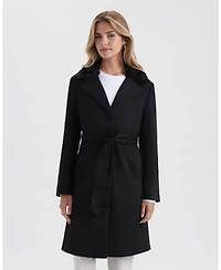 Ellen Tracy Women's Faux Suede Trench with Detachable Fur Collar