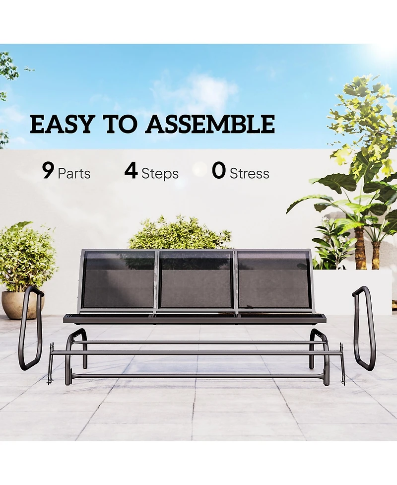 Outsunny Outdoor Glider Bench for 3 with Breathable Mesh Fabric