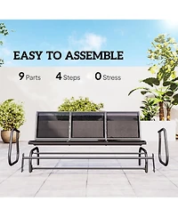 Outsunny Outdoor Glider Bench for 3 with Breathable Mesh Fabric