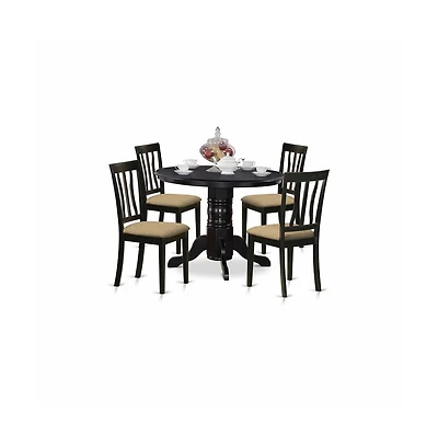 East West Furniture SHAN5-blk-c 5 Pc Dining room set- Dinette Table and 4 Kitchen Dining Chairs