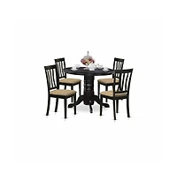 East West Furniture SHAN5-blk-c 5 Pc Dining room set- Dinette Table and 4 Kitchen Dining Chairs
