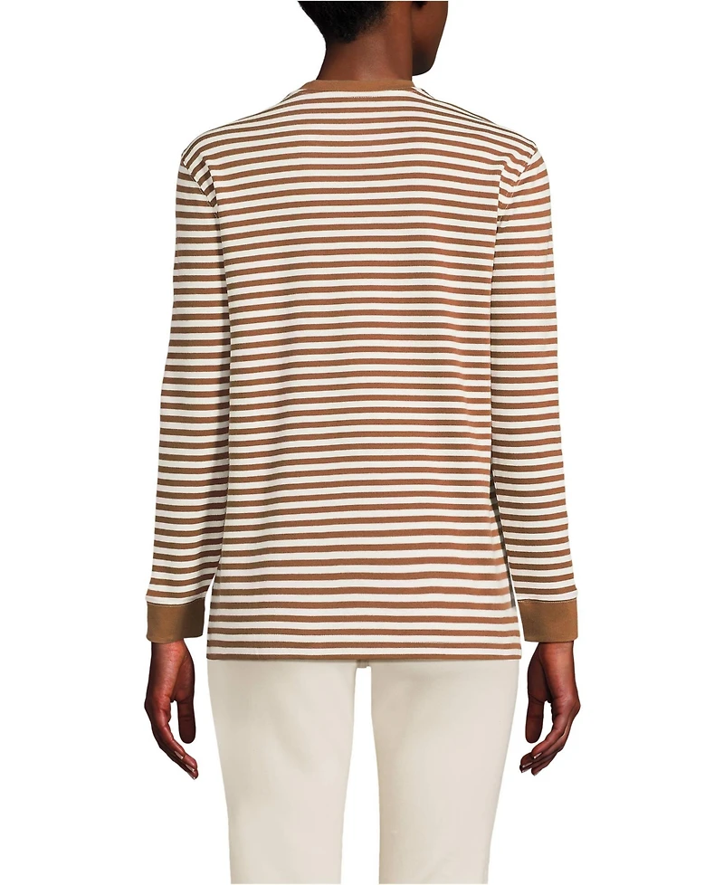 Lands' End Women's Cotton Relaxed Long Sleeve Crew Neck