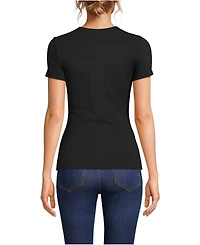 Lands' End Women's Short Sleeve Tugless Double Layer Crew Neck Knit Top