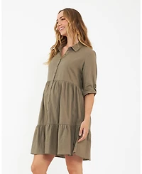 Ripe Maternity Adel Button Linen Dress
