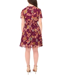 Msk Petite Short Sleeves Knee Length Dress