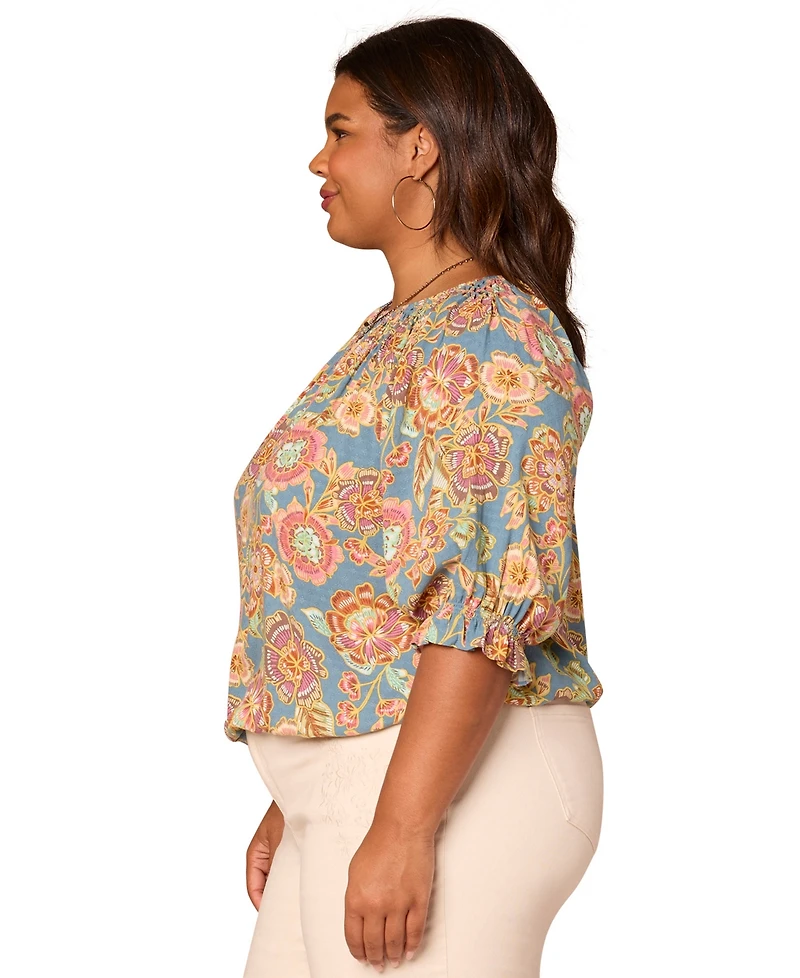 Democracy Plus Elbow-Sleeve Scoop Neck Top