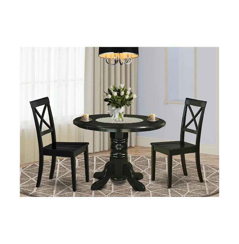East West Furniture Dining Room Set Black, SHBO3-blk-w