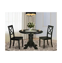 East West Furniture Dining Room Set Black, SHBO3-blk-w