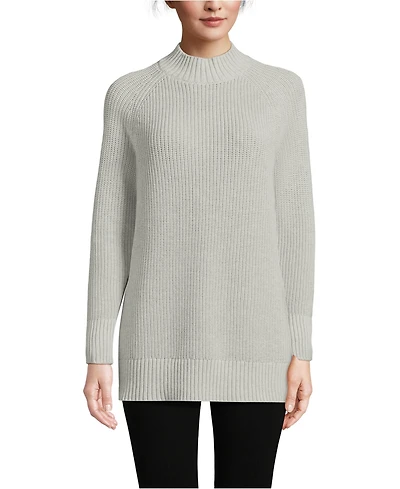 Lands' End Women's Drifter Shaker Easy Fit Mock Neck Tunic Sweater