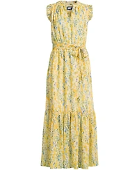 Lands' End Women's Chiffon Maxi Dress with Ruffle Detail