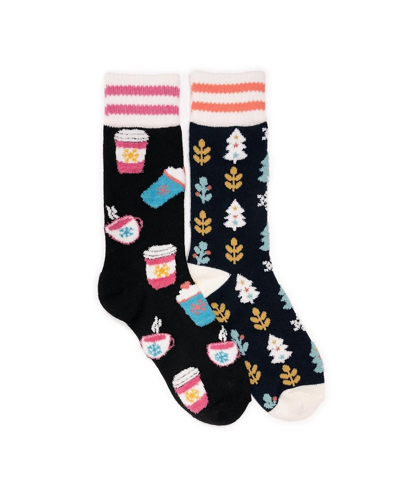 Muk Luks Women's Novelty Cozy Lounge Socks 2 Pack