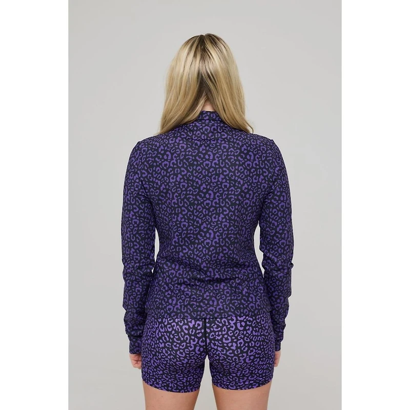 Oosc Women's Infinite Cropped Zipped Jacket - Purple Leopard