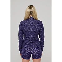 Oosc Women's Infinite Cropped Zipped Jacket - Purple Leopard